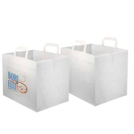 Bolsa Papel Blanca fondo ancho asa plana (32+21x25cm)