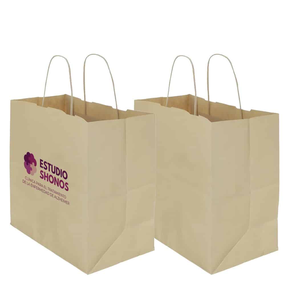 Bolsa Papel Kraft Asa Rizada (26+14x27cm) Bolsa Papel Kraft Asa Rizada (26+14x27cm) - Imagen 1