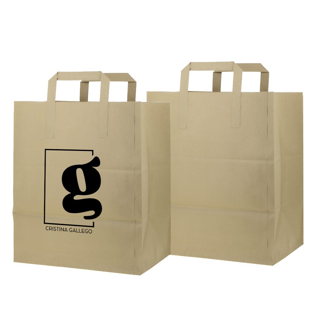 Bolsa Papel Kraft con asas (26+20x32cm) Bolsa Papel Kraft con Asa Plana (26+20x32cm) - Imagen 1
