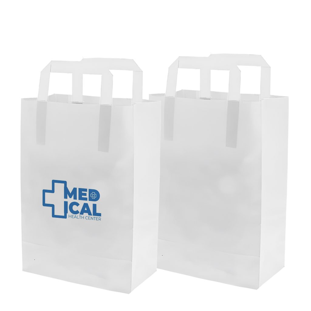 Bolsa de papel blanca con asa plana (20+10x28cm) Bolsa de papel blanca con asa plana (20+10x28cm) - Imagen 1